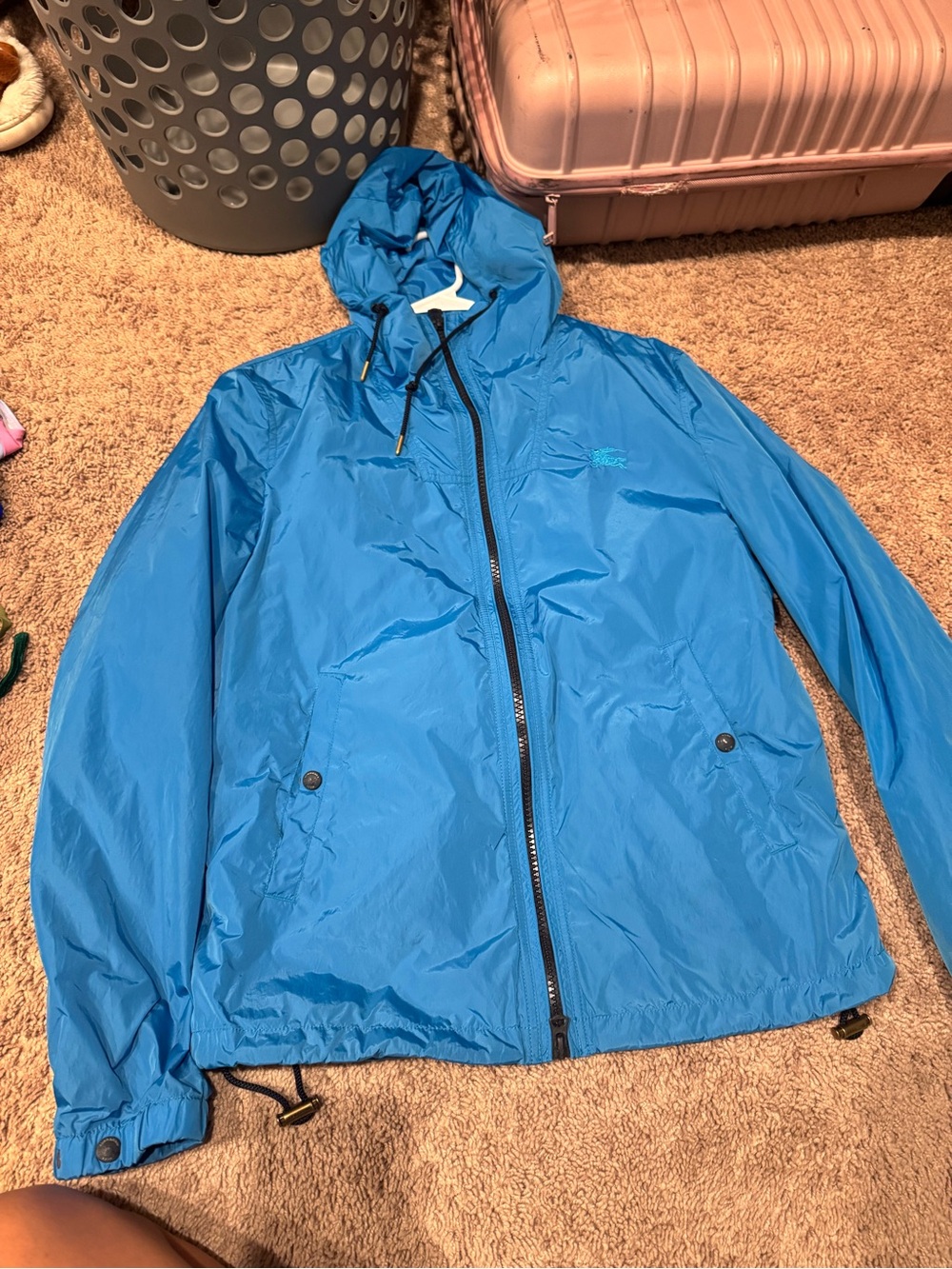 Burberry Bright Blue Hooded Windbreaker Jacket